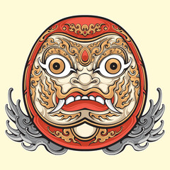 Japanese daruma mask vector art