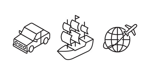Ship car and globe icon