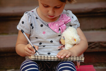 Childhood moment of creativity and imagination.