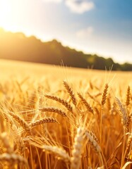 Naklejka premium Golden wheat field at sunset (13)
