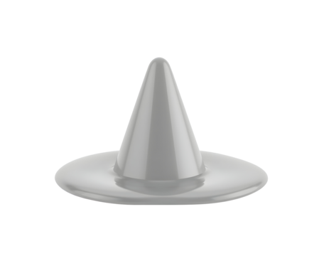 Sleek silver cone with a round base reflects light, a minimalist and modern design element