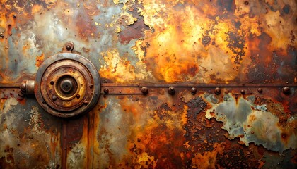 Weathered Metal Panel with Circular Element