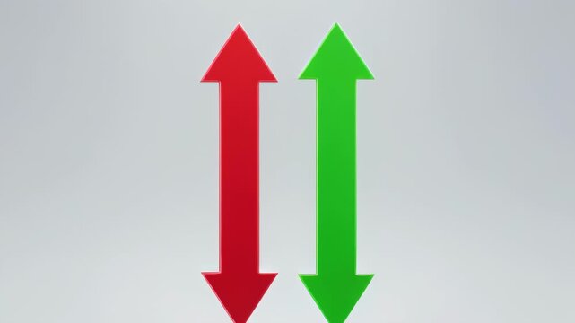 Red arrow pointing down next to a green arrow pointing up, on a white background