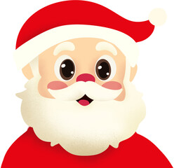 Cute handdrawn smiling Santa Claus New Year's illustration.