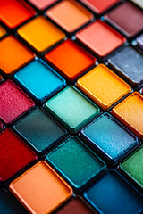 Fototapeta premium A close up shot of a palette of colored eyeshadows