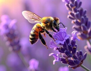 Honeybee on lavender flower