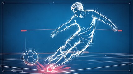 Blueprint of a man playing football