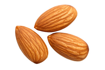 Three almonds isolated on white background