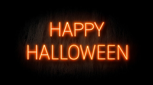 Scary yet elegant "Happy Halloween" text with glowing effect on a simple background, leaving space for captions, perfect for spooky seasonal greetings and Halloween-themed designs.
