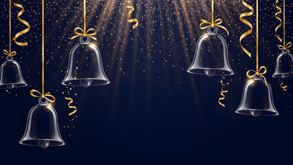 christmas bells on a blue background