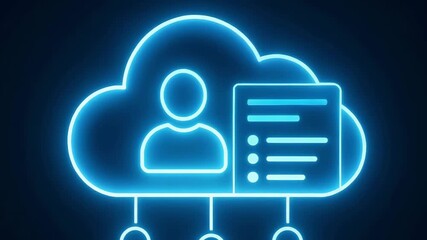 A glowing cloud symbolizing data storage with user icons below, illustrating digital connectivity and information sharing. - Powered by Adobe