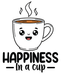Happiness in a Cup - Cute Coffee Cup Design.