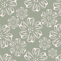 Fototapeta premium Seamless leaves pattern. Hand draw floral pattern