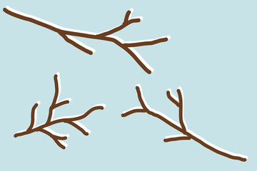 a set of winter branches without leaves in the snow