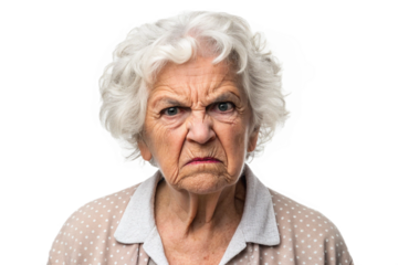 Angry Grandma cutout, transparent image.png. Doubt. Dislike. Hate. Prejudice. Arrogance. Malice.