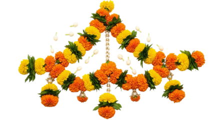 Marigold toran. Marigold. isolated on a white Background
