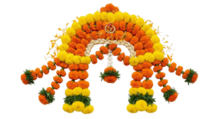 Marigold toran. Marigold. isolated on a white Background
