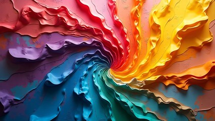 Vibrant swirling rainbow paint texture abstract art