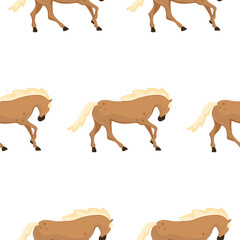Naklejka premium pattern with icons of the symbol of the New Year, namely a horse with a tilted head and a bent leg, for textile templates, packaging or other thematic printing