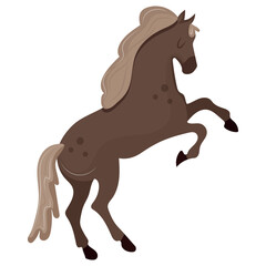 icon of a brown cartoon horse which is a symbol of 2026 standing on its hind hooves, for holiday sticker designs, apps or other themed designs