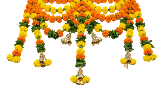 Marigold toran. Marigold. isolated on a white Background
