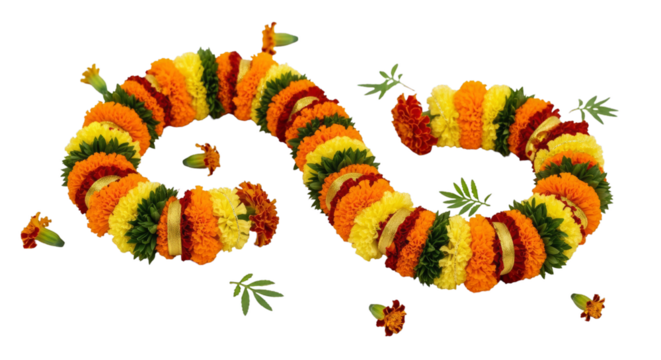 Marigold toran. Marigold. isolated on a white Background
