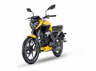 Yellow indian bike isolated on white background