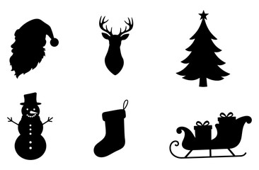 Christmas silhouette icon set vector collection