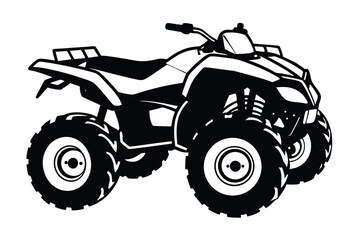 Black and White Illustration of an ATV, OffRoad Vehicle, Side View