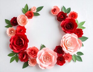 Circular paper flower wreath