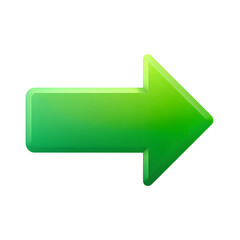 Glossy green arrow isolated on transparent background