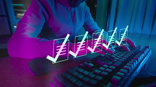Anonymous developer or hacker performing a cybersecurity system check and data verification, a technology and security concept.