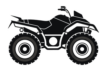 Black Silhouette Vector Illustration of a FourWheeled All Terrain Vehicle or ATV