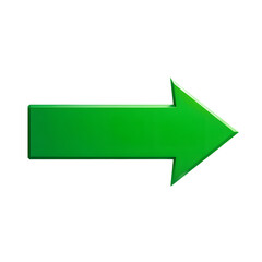 Green arrow pointing right isolated on transparent background