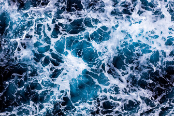 Sea surface background. Aerial view of awesome foamy water. Can be used in covers, packaging, posters, textures, presentations, art and design projects. Breathtaking vector illustration.