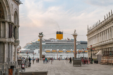 A cruise ship near St. Mark's Square in Venice, Italy
