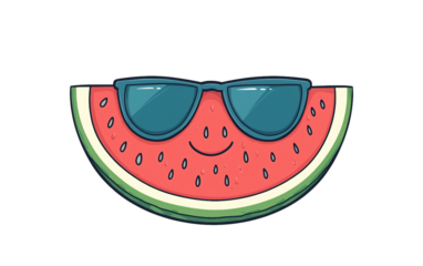 Adorable cartoon artwork of smiling watermelon slice perfect for whimsical and colorful creative designs isolated on transparent background PNG
