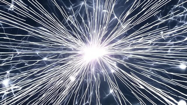 White jagged lightning bolts comic zap lines explode black background object slammed frame extreme speed impact triggers vibration secondary doodle sparks debris lines scattering