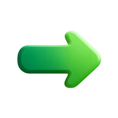Glossy green arrow isolated on transparent background