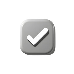 Check mark button 3d style isolated on transparent background