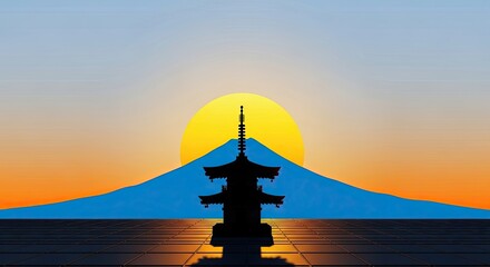 Peaceful Mount Fuji Sunrise Over Serene Water