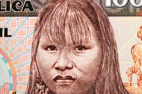 Embera people - a closeup portrait from Colombian money