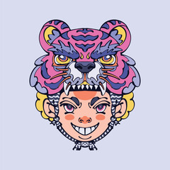 Japanese Tiger character vector illustrator