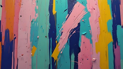 Abstract drip painting with vibrant pastel and bold colors