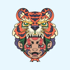 Japanese Tiger character vector illustrator