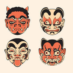 Japanese Traditional Mask vector illustration
