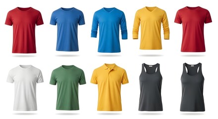 Group of T-Shirts Isolated on a White Background