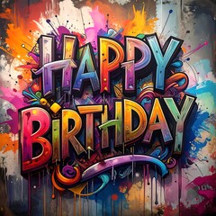 Vibrant Graffiti-Style Birthday Greeting