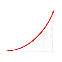 Exponential growth chart isolated on transparent background