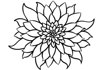 Abstract Floral Design with Concentric Petals in Black and White Line Art Style